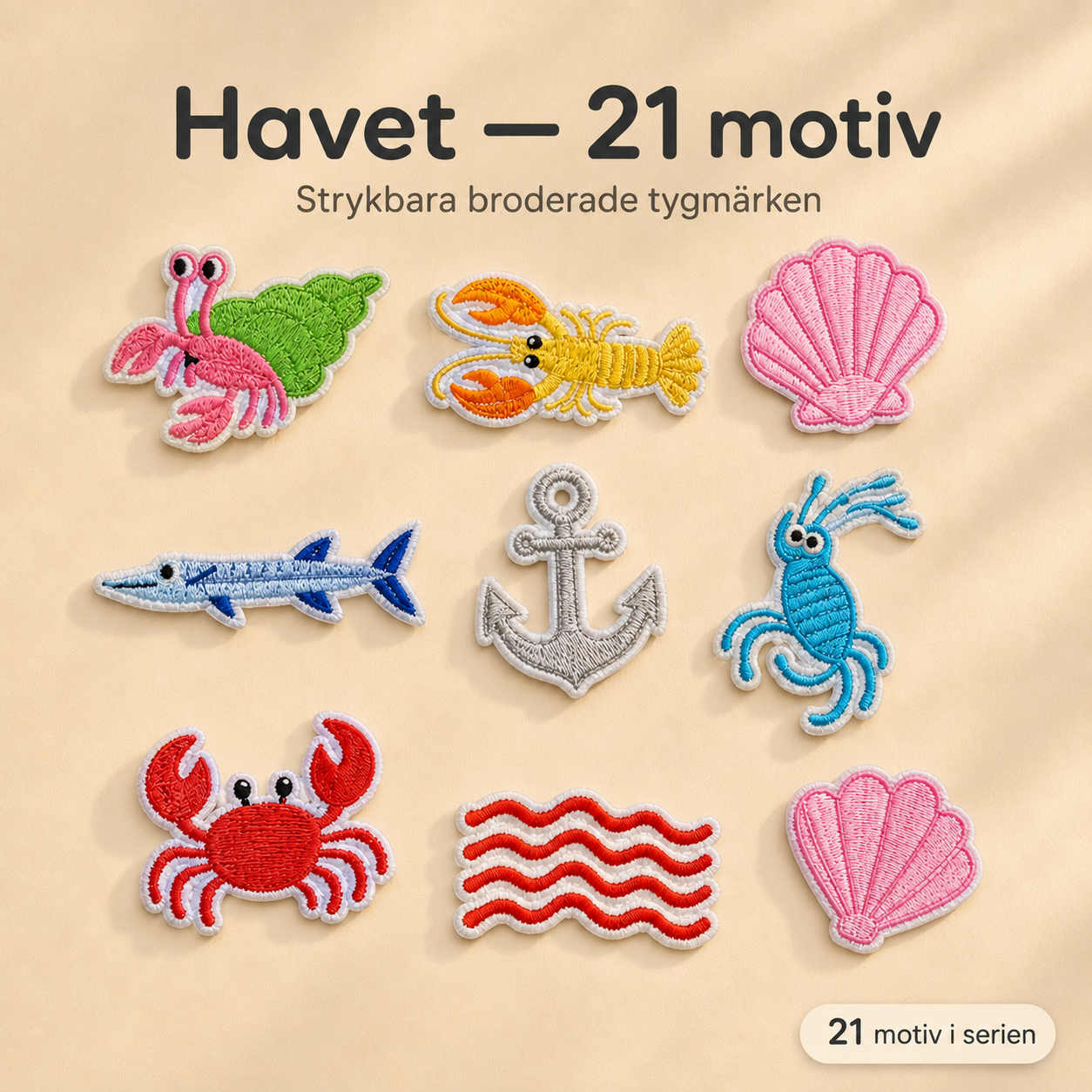 Hav-pakke 21 strygemærker til tøj