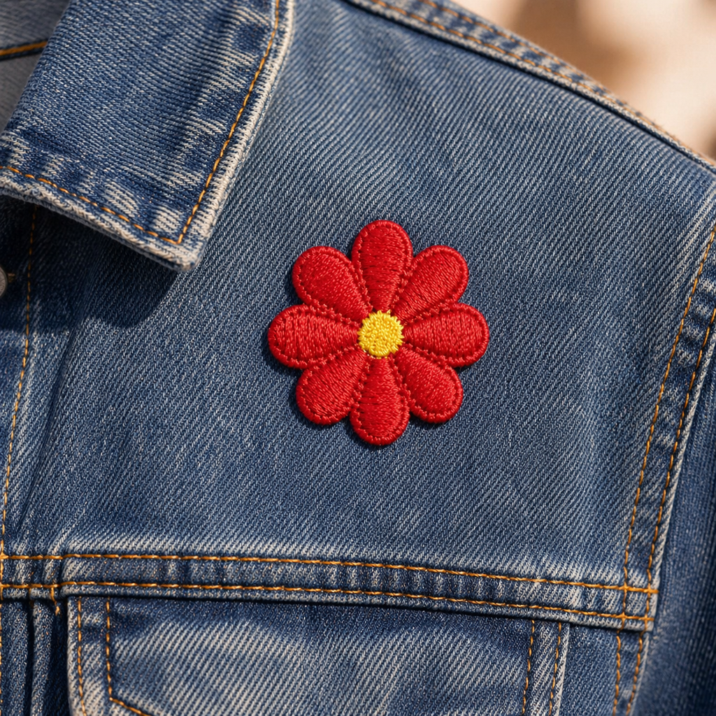 Blomst rød – strygemærke