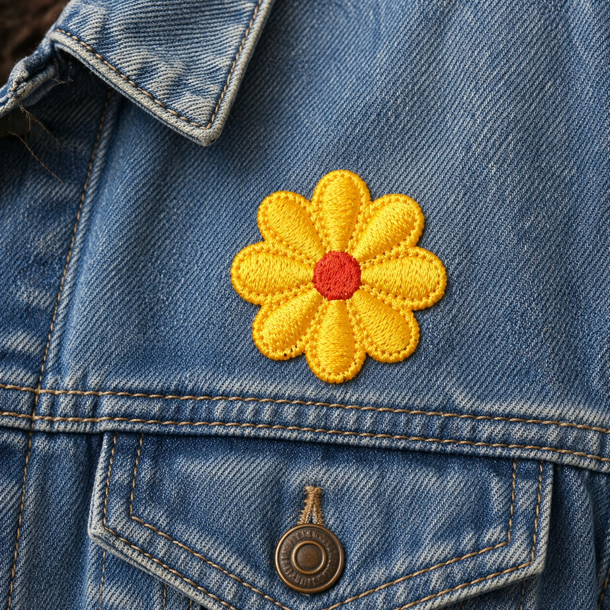 Blomst gul – strygemærke