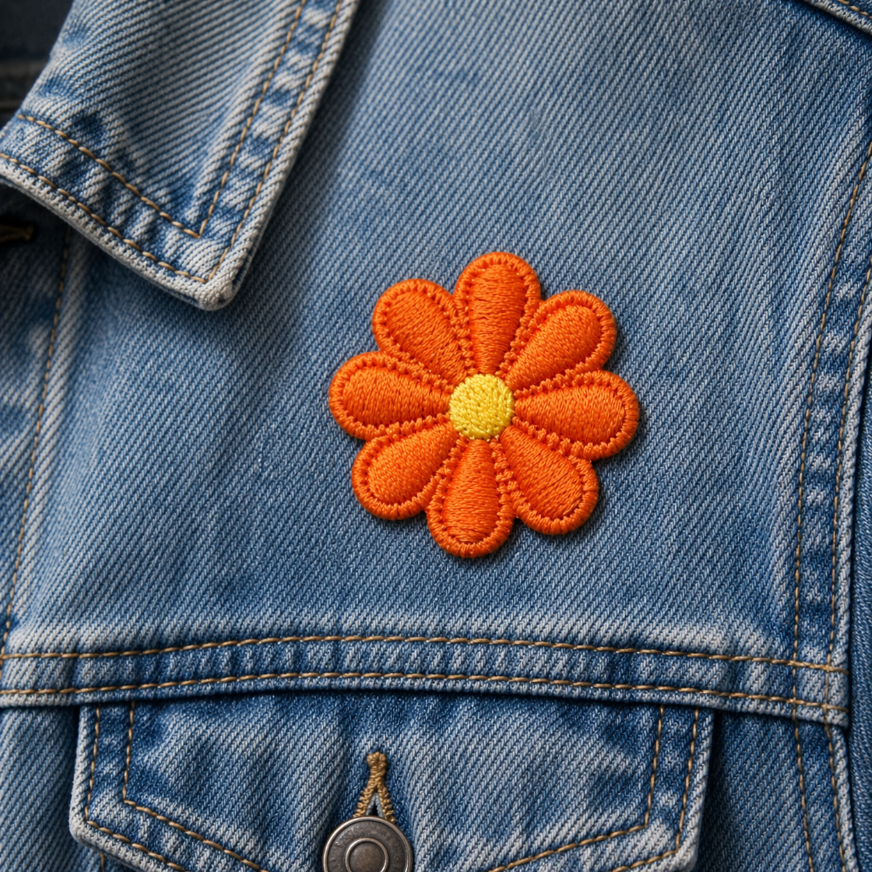 Blomst orange – strygemærke