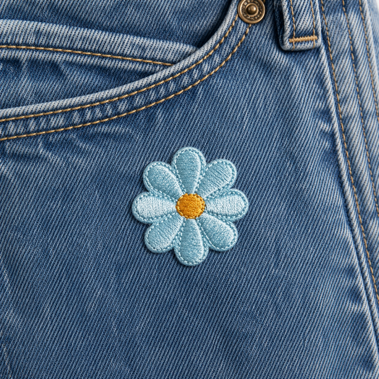 Blomst turkis – strygemærke