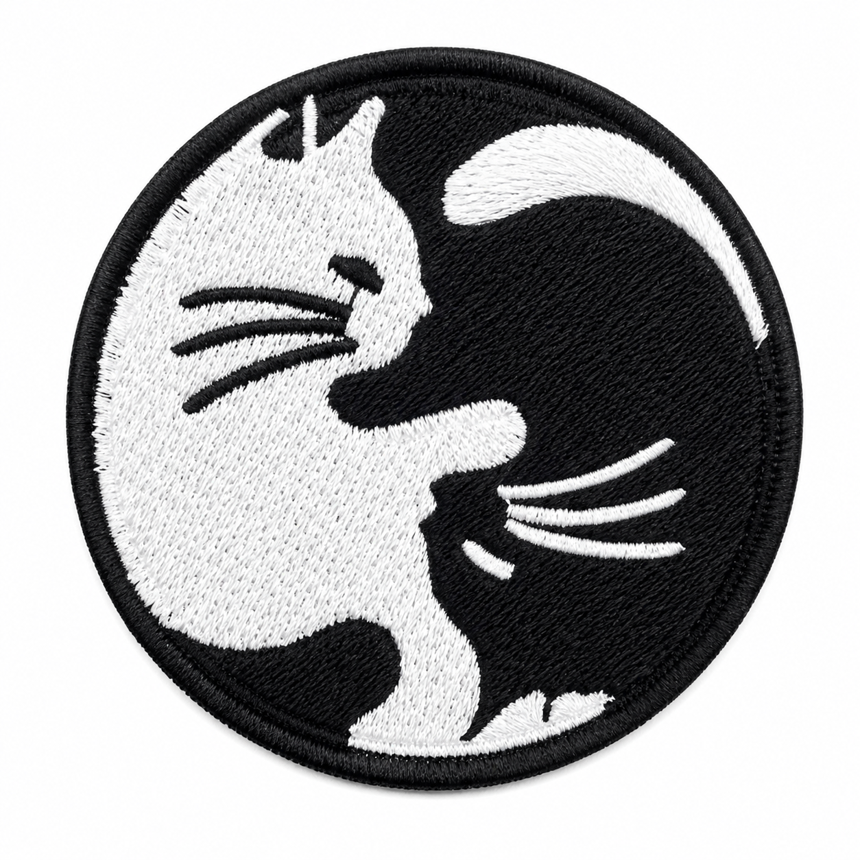 Kat yin-yang sort/hvid – strygemærke