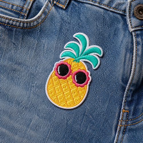Ananas med solbriller – strygemærke