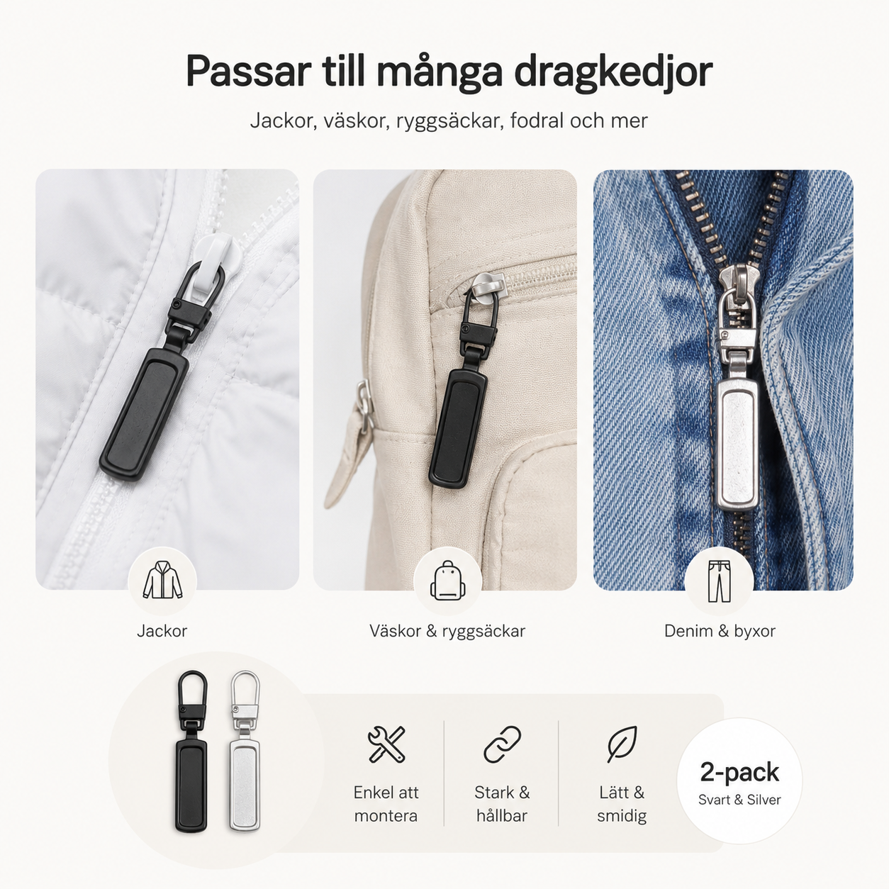 Lynlåsvedhæng – reparer en ødelagt lynlås på sekunder