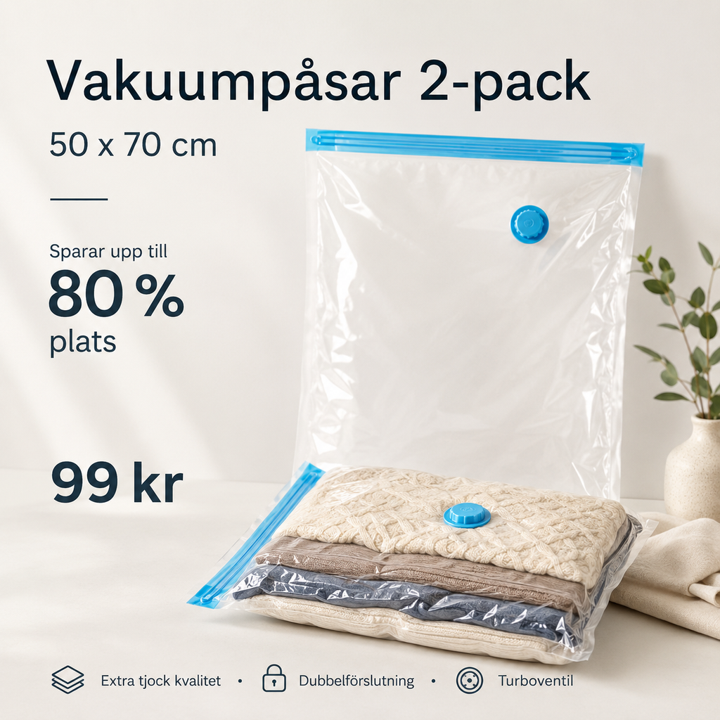 Vakuumposer til tøj og tekstiler – 50×70 cm, 2 stk.
