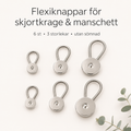Fleksiknapper 6 stk. – mere plads i krave, manchet og talje