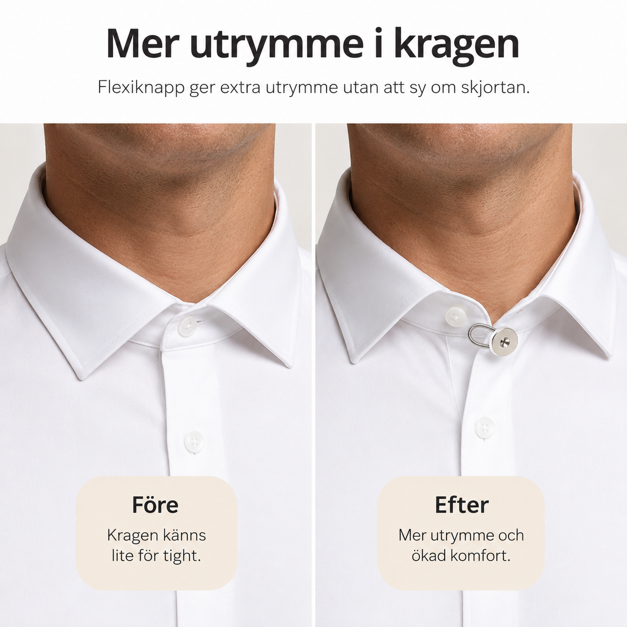 Fleksiknapper 6 stk. – mere plads i krave, manchet og talje