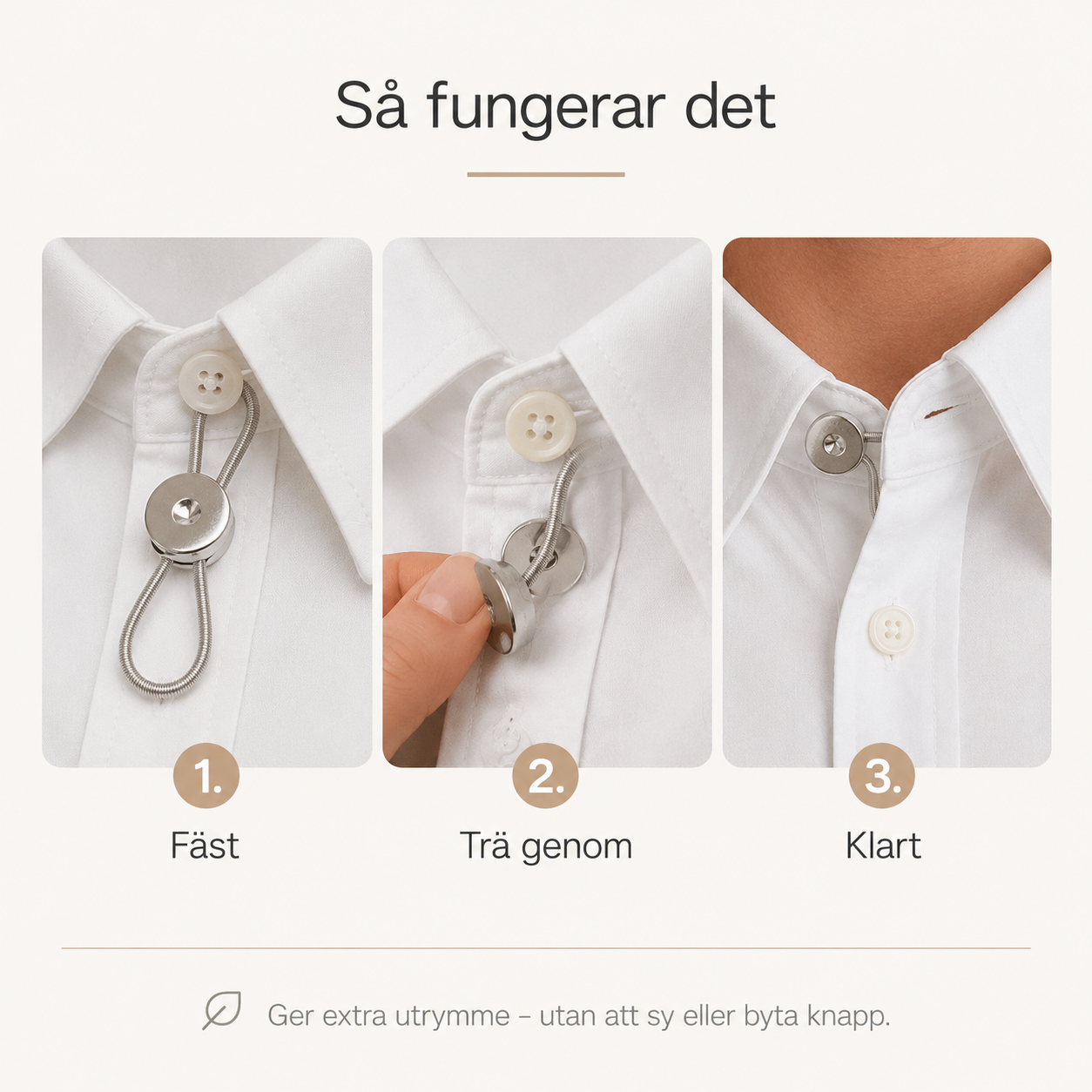 Fleksiknapper 6 stk. – mere plads i krave, manchet og talje