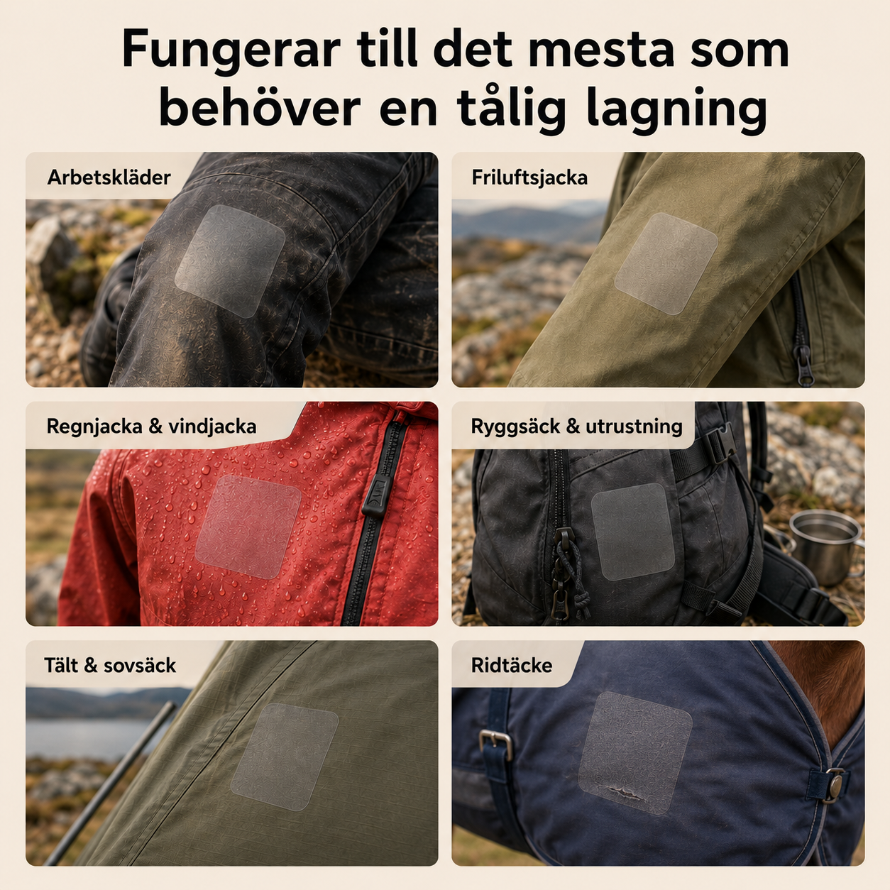 Slidstærke lapper til tøj og udstyr