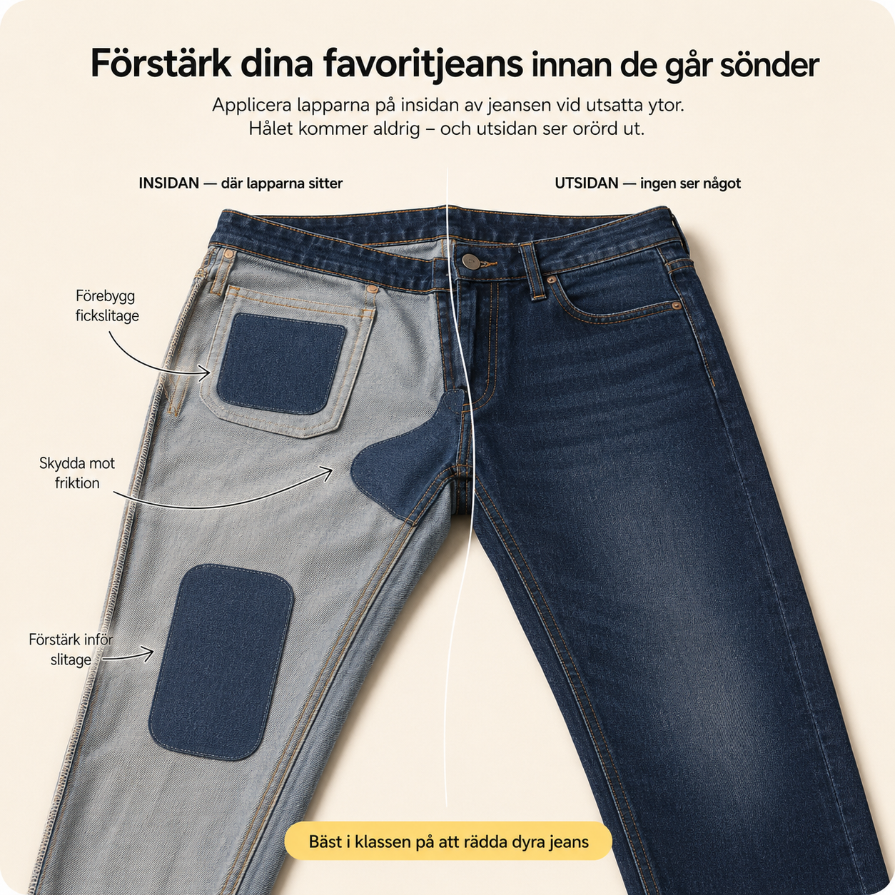 Strygelapper til jeans