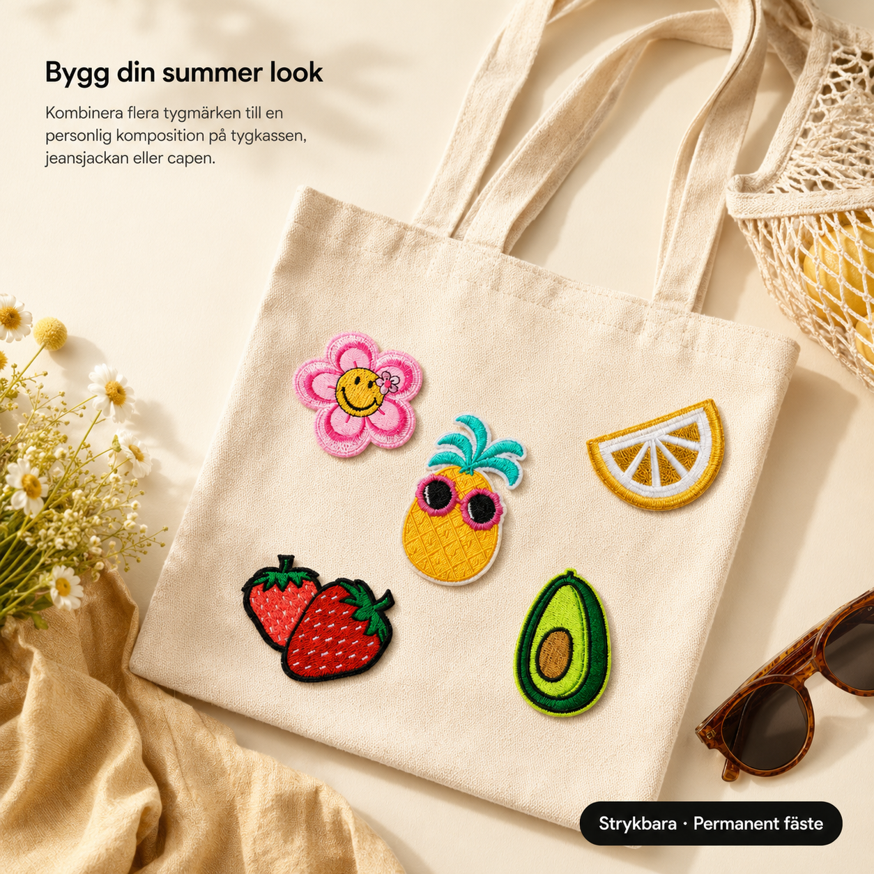 Summer vibes-pakke 8 strygemærker til tøj