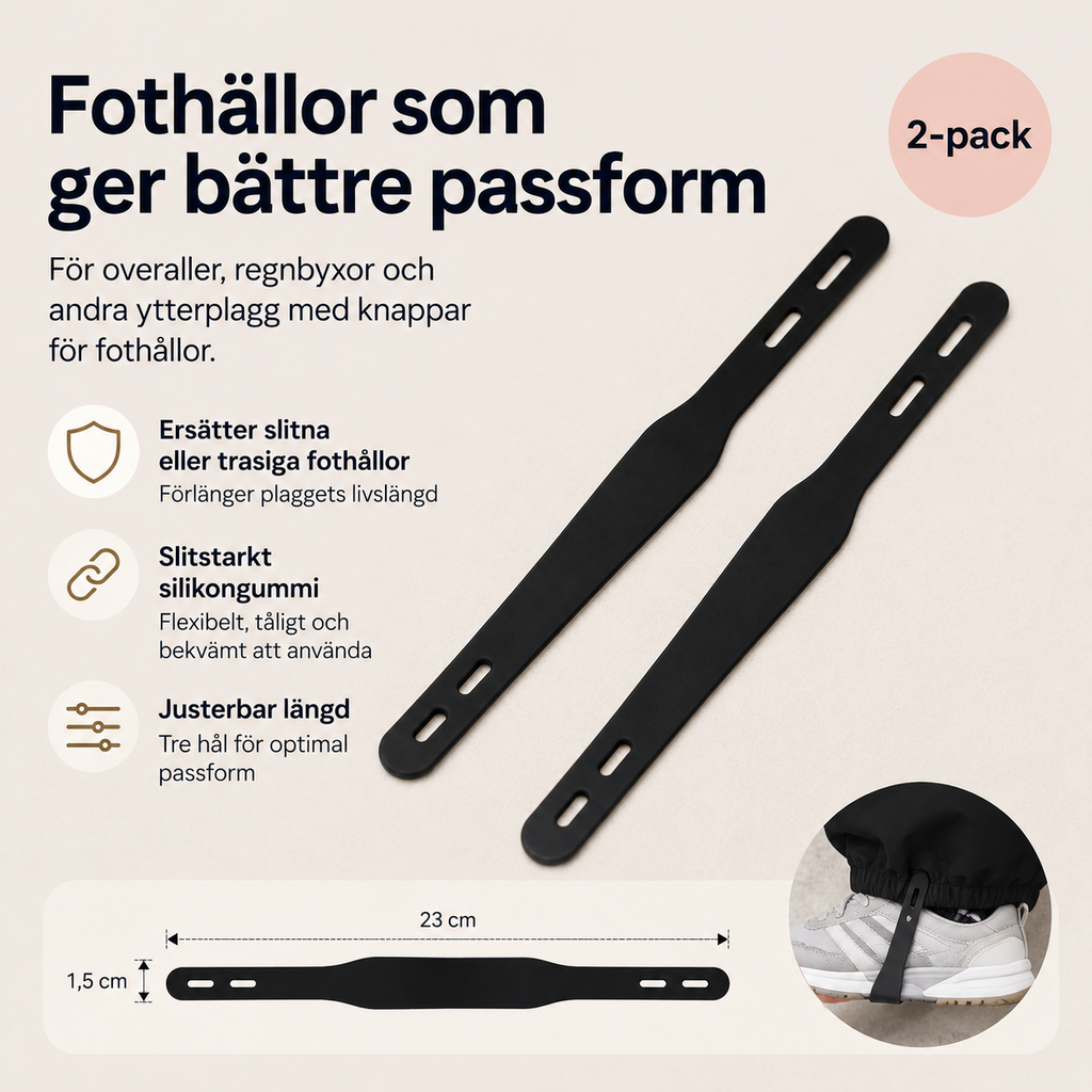 Fodstropper til flyverdragt og regnbukser – 2 stk.